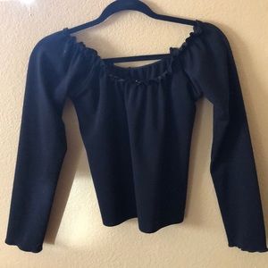 Ruffled Black Crop Top